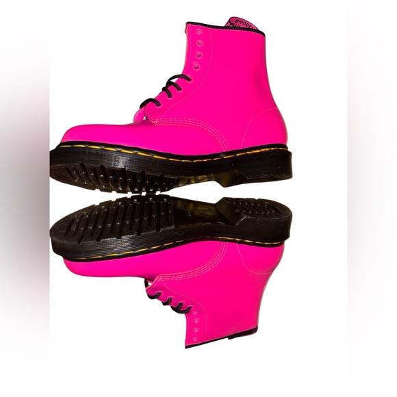 Dr. Martens 1460 Clash Pink Smooth Leather Lace Up Boots - Picture 3 of 9